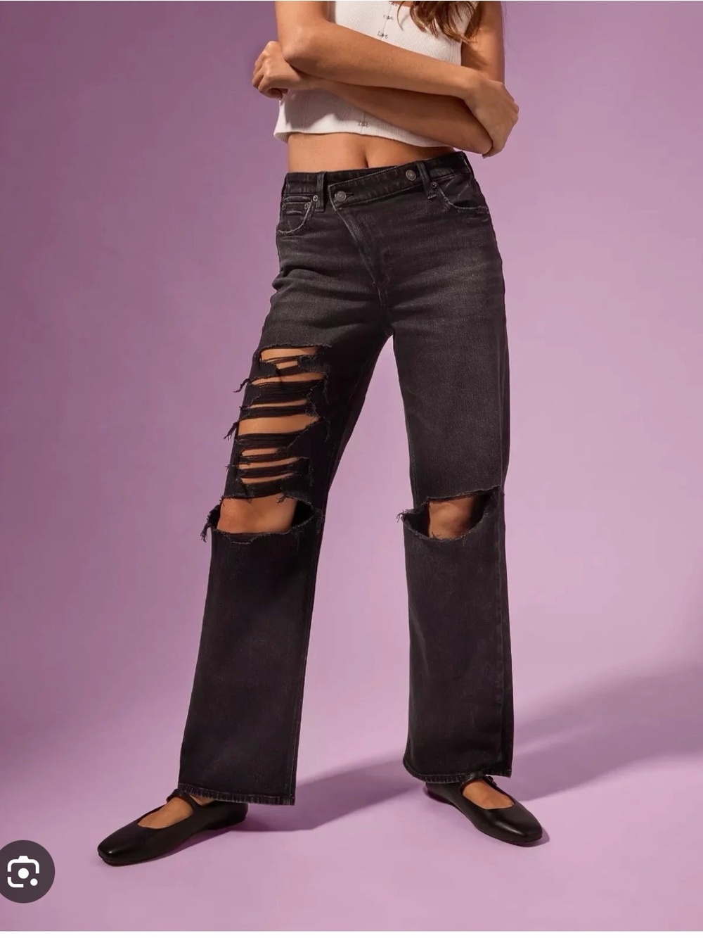 COCO GAUFF X AE
Stretch High-Waisted Crossover Stovepipe Jean